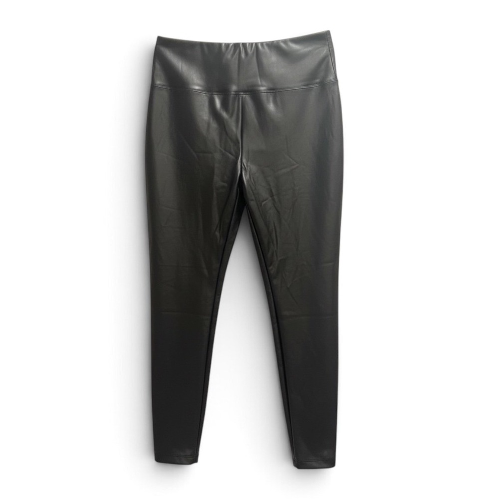 Zenana Women Black Faux Leather High Waisted Leggings Size XL Pull On Pants New